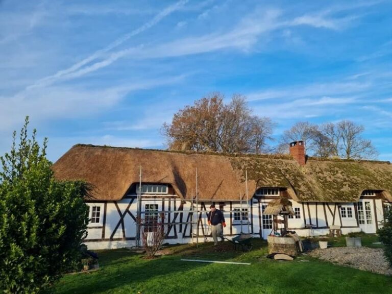entretien d'une toiture en chaume en Normandie - Art et Elégance